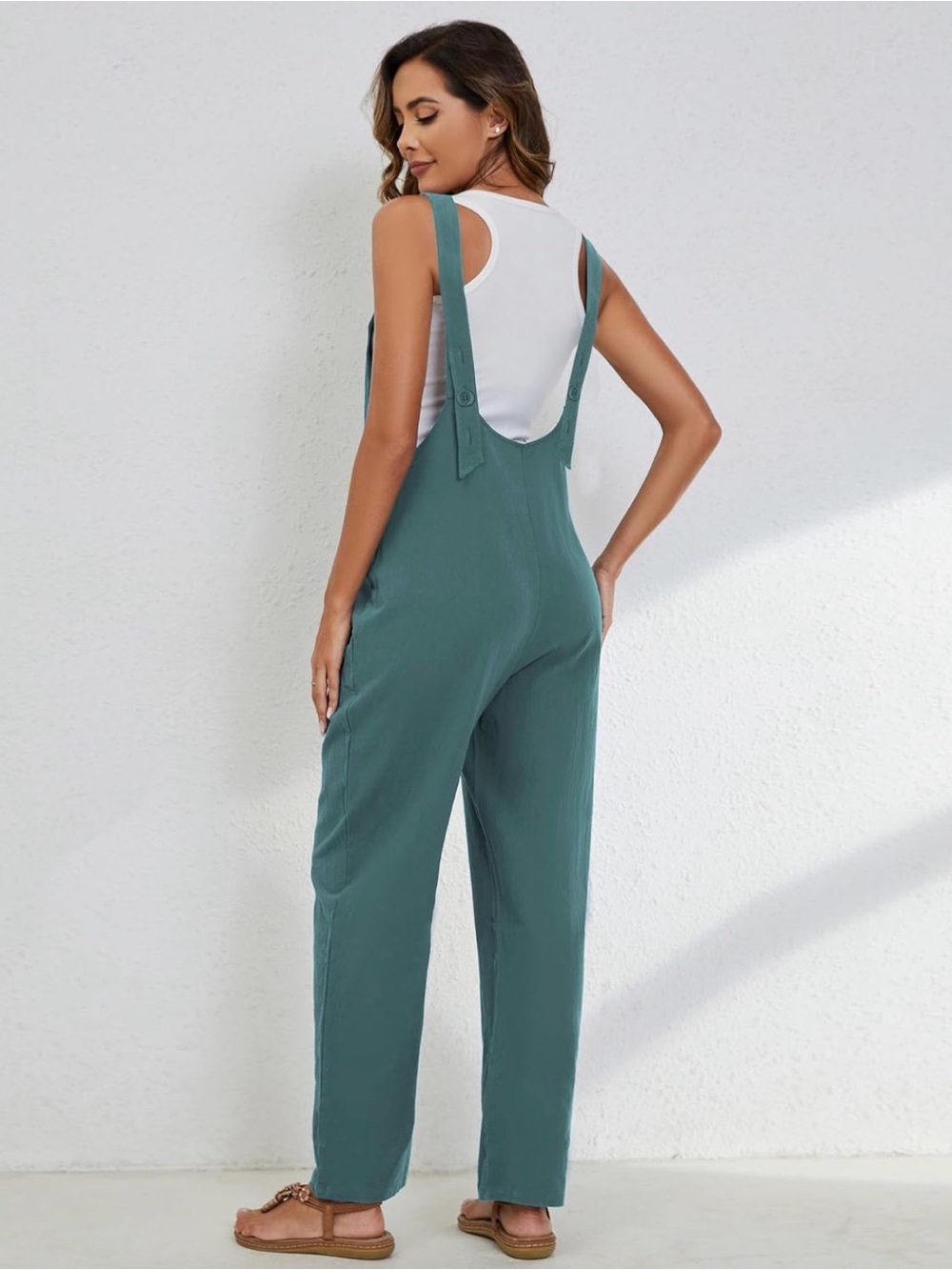 NWT LAKE BLUE LINEN COTTON OVERALLS, XSMALL - Picture 3 of 16